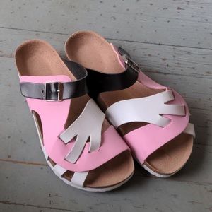 BIRKENSTOCK PINK MIX MODERN SIZE 38 REGULAR WIDTH SIDE BUCKLE rare SANDALS